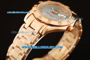 Rolex Day-Date Swiss ETA 2836 Automatic Rose Gold Case with Diamond Bezel and Blue MOP Dial -Rose Gold Strap