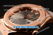 Hublot Classic Fusion 9015 Auto Rose Gold Case with Grey Dial and Grey Leather Strap