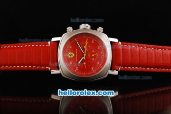 Ferrari Rattrapant Automatic Silver Case with Red Dial and Leather Strap