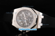 Audemars Piguet Royal Oak Offshore Quartz Silver Case with Black Dial and White Numeral Marker-Black Rubber Strap