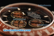 Rolex Daytona II Chronograph Swiss Valjoux 7750 Automatic Movement Brown PVD Case with Black Dial and Brown PVD Strap