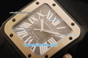 Cartier Santos 100 Swiss ETA 2824 Automatic Movement PVD Case with Black Dial and Steel Bezel