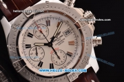 Breitling Avenger Chrono Swiss Valjoux 7750-SHG Automatic Stainless Steel Case with Brown Leather Strap and White Dial