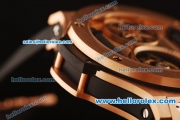 Hublot Big Bang Swiss Tourbillon Manual Winding Rose Gold Case with Black Leather Strap and Rose Gold Dial