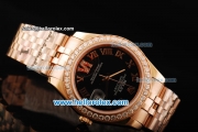 Rolex Datejust Oyster Perpetual Automatic Movement Full Rose Gold with Black Dial and Diamond Bezel