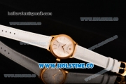 Rolex Cellini Time Asia 2813 Automatic Yellow Gold Case with White Dial White Leather Strap and Stick Markers