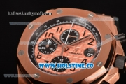 Audemars Piguet Royal Oak Offshore 2014 New Chrono Clone AP Calibre 3126 Automatic Rose Gold Case with Arabic Numeral Markers Rose Gold Dial and Black Leather Strap (J12)