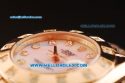 Rolex Datejust Swiss ETA 2836 Automatic Movement Full Rose Gold with Pink Dial and Diamond Markers/Bezel
