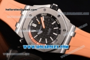 Audemars Piguet Royal Oak Offshore Diver Clone AP Calibre 3120 Automatic Steel Case with Black Dial Orange Rubber Strap and White Stick Markers (EF)