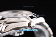 Rolex Day Date Oyster Perpetual Swiss ETA 2836 Automatic Movement Silver Case with White Dial and Diamond Markers