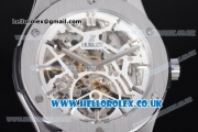 Hublot Classic Fusion Skeleton Asia Automatic Steel Case with Skeleton Dial and Brown Leather Strap