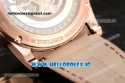 Roger Dubuis Excalibur 36 Miyota 9015 Automatic Rose Gold Case Black Dial With Roman Numeral Markers Brown Leather Strap