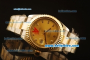 Rolex Datejust II Swiss ETA 2836 Automatic Full Steel with Yellow Gold Bezel and Gold Dial-Diamond Markers/Two Tone Strap