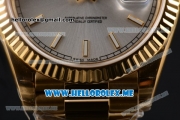 Rolex Day-Date Clone Rolex 3255 Automatic Yellow Gold Case/Bracelet with Silver Dial and Stick Markers