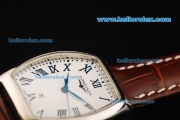 Longines Evidenza Quartz Movement Steel Case with White Dial and Brown Leather Strap