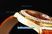 Rolex Datejust Oyster Perpetual Automatic Movement RG Case with Orange Dial and Numeral Marker-Diamond Bezel