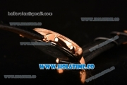 Patek Philippe Calatrava Miyota Quartz Rose Gold Case with Diamonds Bezel and Black Dial - Diamonds Markers