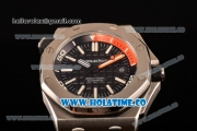 Audemars Piguet Royal Oak Offshore Diver Asia Automatic Steel Case with Black Dial Orange Rubber Strap and White Stick Markers (EF)