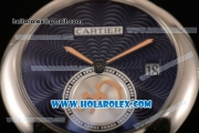 Cartier Rotonde De Miyota Quartz Two Tone Case/Bracelet with Blue Dial