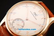 IWC Portuguese Asia 6497 Manual Winding Movement Rose Gold Case with White Dial and Rose Gold Arabic Numerals