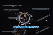 Omega Speedmaster Apollo 11 40th Anniversary Venus 7750 Manual Winding Steel Case with Black Dial Stick Markers and Black Leather Strap (EF)