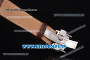 Longines Master Swiss ETA 2824 Automatic Steel Case with White Dial Diamonds Markers and Brown Leather Strap (ZF)