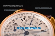 Longines Master Moonphase Chrono Swiss Valjoux 7751 Automatic Yellow Gold Case with White Dial and Roman Numeral Markers - 1:1 Original