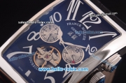 Franck Muller Long Island Tourbillon Automatic Movement Steel Case with Black Dial and White Numeral Markers