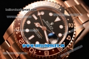 Rolex GMT-Master II Swiss ETA 2836 Automatic Rose Gold Case Black Dial With Dots Markers Rose Gold Bracelet - 1:1 Original( BP)