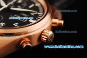 IWC Pilot Chronograph Swiss Valjoux 7750 Automatic Movement Rose Gold Case with Brown Dial and White Markers