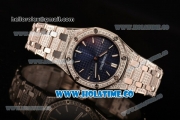 Audemars Piguet Royal Oak 33MM Miyota Quartz Diamonds/Steel Case with Blue Dial Stick Markers and Diamonds Bezel (EF)