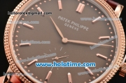 Patek Philippe Calatrava Miyota Quartz Rose Gold Case with Stick Markers and Brown Dial