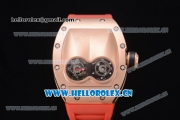 Richard Mille RM053 Miyota 9015 Automatic Rose Gold Case with Skeleton Dial and Red Rubber Strap