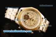 Breitling Bentley Tourbillon Automatic Steel Case with Rose Gold Bezel and White Dial