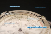 Breitling Chronomat Evolution Chronograph Swiss ETA 7750 Automatic Movement Full Steel with White Dial and Stick Markers