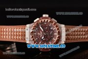 Hublot Big Bang Aero Bang Chrono Miyota Quartz Steel/Diamonds Case with Brown Skeleton Dial Stick Markers and Brown Ceramic Bezel