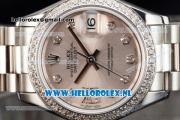 Rolex Datejust Swiss ETA 2671 Automatic Steel Case with Silver Dial Diamonds Markers Diamonds Bezel and Steel Bracelet (BP)