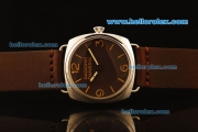 Panerai Radiomir Pam 210 Swiss ETA 6497 Manual Winding Steel Case with Brown Dial and Brown Leather Strap