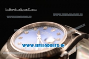 Rolex Datejust Oyster Perpetual Swiss ETA 2836 Automatic Steel Case Diamonds Markers With Blue Dial Steel Bracelet (BP)