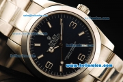 Rolex Explorer Automatic Movement with Blue Dial and White Stick/Numeral Marker-SS Strap