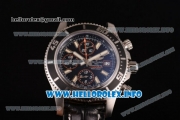 Breitling Superocean Chronograph II Chronograph Swiss Valjoux 7750 Automatic Steel Case with Black Dial Black Leather Strap and Oranger Second Hand