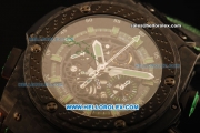 Hublot King Power F1 Swiss Valjoux 7750 Automatic CF Case with Skeleton Dial and Black Rubber Strap-Green Markers