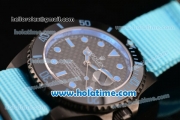 Rolex Submariner Asia 2813 Automatic PVD Case with Blue Markers Carbon Fiber Dial and Blue Nylon Strap