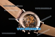 Breguet Grande Complication Moon Phase Chrono Venus 7750 Manual Winding Steel Case with White Dial Brown Leather Strap and Roman Numeral Markers (GF)