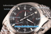 IWC Pilots Top Gun Miramar Chrono Miyota Quartz Full Steel with Black Dial and White Arabic Numeral Markers