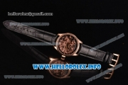 Patek Philippe Complicated Skeleton Asia Automatic Rose Gold Case with Skeleton Dial and Black Leather Strap (GF)