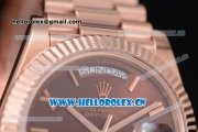 Rolex Day Date II Swiss ETA 2836 Automatic Rose Gold Case/Bracelet with Brown Dial and Roman Numeral Markers (BP)