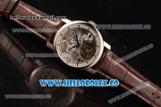 Vacheron Constantin Traditionelle Minute Repeater Tourbillon Swiss Tourbillon Manual Winding Steel Case with Gray Dial and Steel Bezel Brown Leather Strap