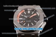 Audemars Piguet Royal Oak Offshore Diver Clone AP Calibre 3120 Automatic Steel Case with Black Dial Orange Rubber Strap and White Stick Markers (EF)