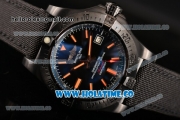 Breitling Avenger II Seawolf Asia 2813 Automatic PVD Case with Black Dial and Orange Stick Markers